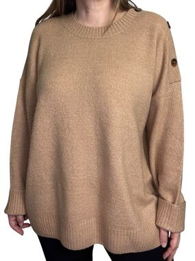 Blumind Tan Button-Shoulder Sweater Size L